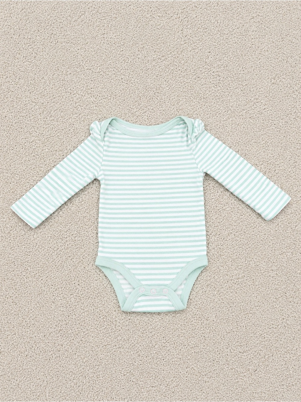 cloud island Mint and White Striped Long-Sleeve Baby One-Piece